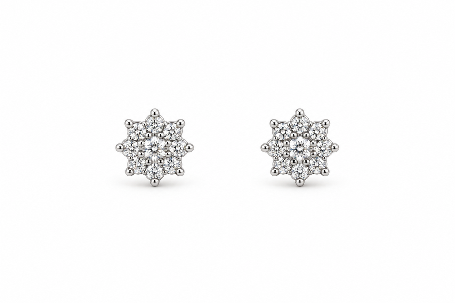Arracada rosetó petita amb diamants · 0,25 ct · Or blanc de 18 kt