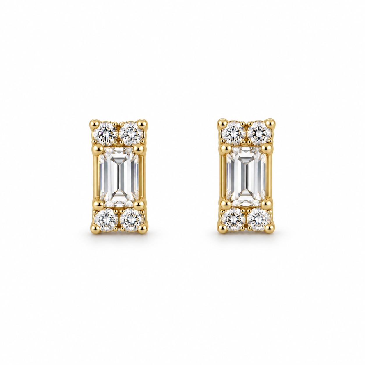 Arracada baguette amb diamants · 0,1 ct · Or de 18 kt