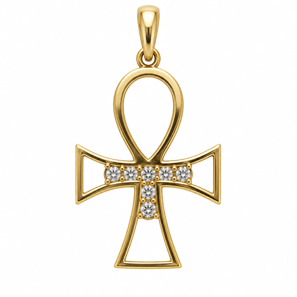 Creu de la vida amb circonita · Or de 18 kt